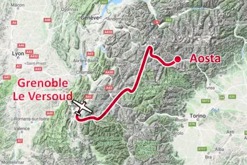 First day of summer expedition Alps from above: Aosta - Mont Blanc - Grenoble Le Versoud